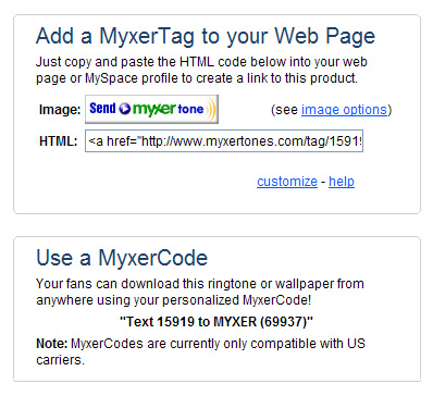 Add a MyxerTag™ to your Web Page